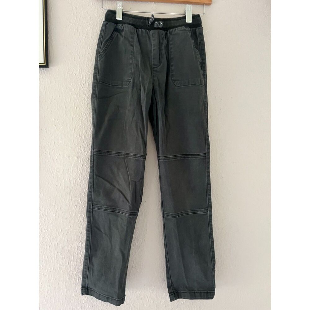Kid's straight fit cotton blend pants, reinforced knees,elastic drawstring waist